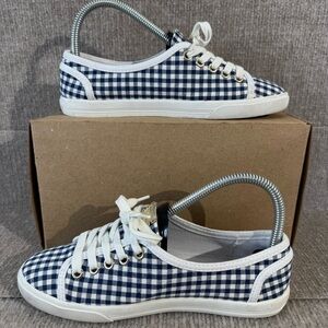 Jack Rogers Womens Ava Gingham Sneakers Lace Up Blue White 6.5B Casual Shoes